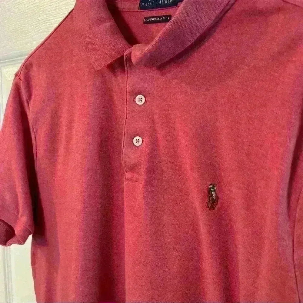 Polo by Ralph Lauren Custom Slim Fit Polo Shirt Size Large Color Red Pink